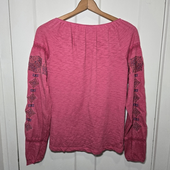Sundance Women's Embroidered Puff Sleeve Blouse Size S Hippie Bohemian Pink - Picture 10 of 12
